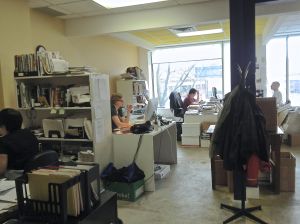 Staff at work in the Arsenal Pulp office.