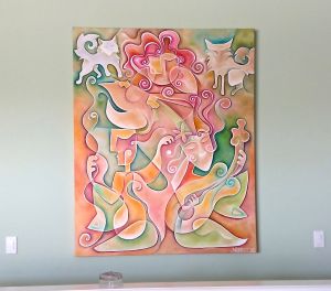 Amazing, right? In it are Cheryl, her husband, and her children. Their astrological signs are worked in, and so are the family pets! 