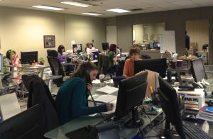 Staff hard at work on a Tuesday afternoon. 