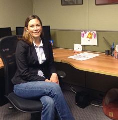 MIA in this shot is the office dog, Solo. 